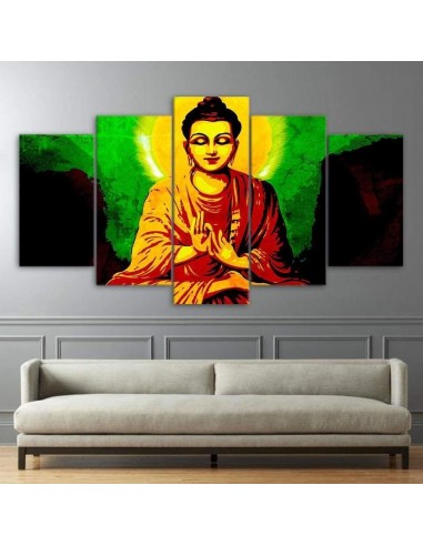 Tableau Bouddha orange et vert ouvre sa boutique