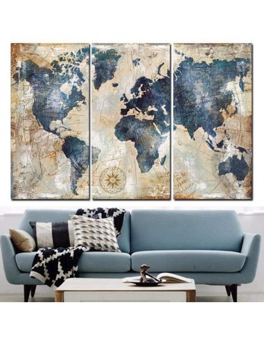 Tableau Carte du Monde triptyque 2023