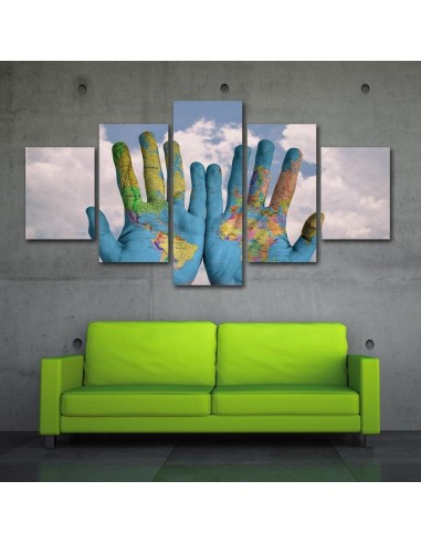 Tableau Monde dans les mains de l' environnement