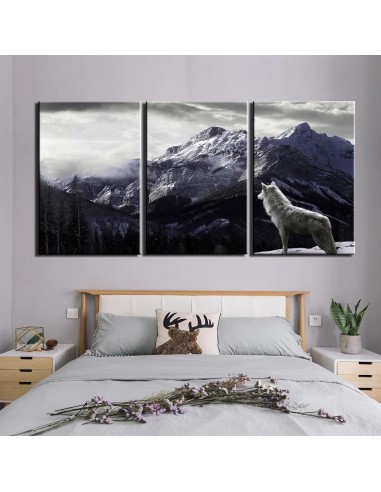 Tableau Loup des montagnes, triptyque acheter