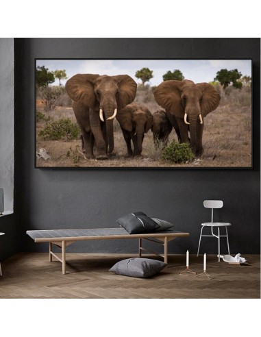 Tableau famille éléphant en stock