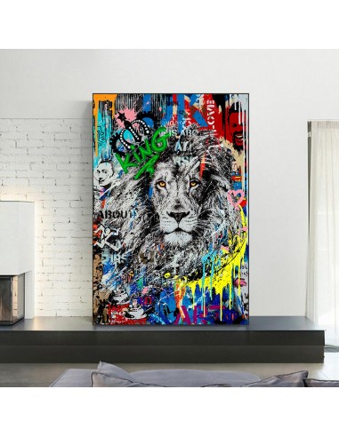 Tableau lion street art Amélioration de cerveau avec