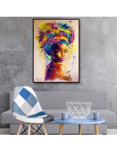 Tableau femme africaine multicolore prix pour 