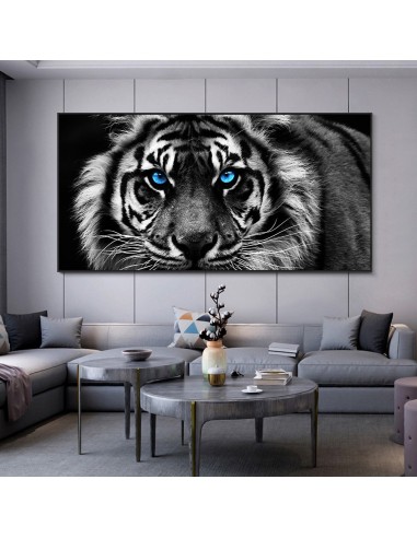 Tableau tigre noir et blanc Véritable concentré