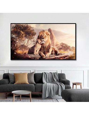 Tableau lion et lionceau de technologie