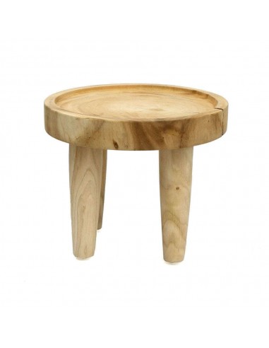 Table d'appoint Saman en bois de Suar, guéridons style bohème et naturel 35 cm français