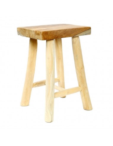 Tabouret Kundus en teck blanchi et suar- Assise bohème bois précieux prix