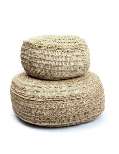 Pouf en osier tressé - assise en fibres Naturelles, siège deux tailles suggérées chez