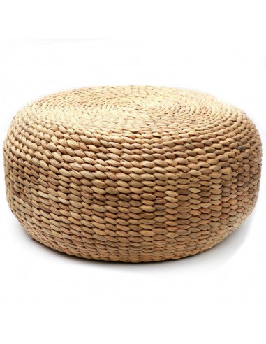 Pouf rond en jacinthe tressée - Assise en fibre naturel ou table basse acheter en ligne